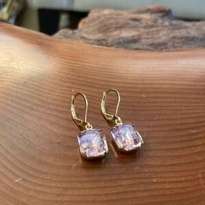 Light amethyst vintage Austrian crystal octagon stone earrings